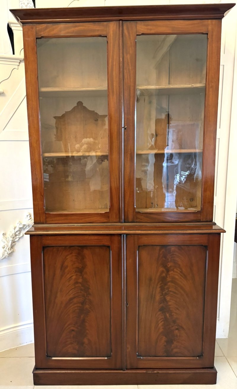 Antique Victorian Quality Figured Mahogany Bookcase
